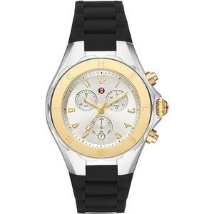 MICHELE 40MM Two Tone Stainless Steel & Silicone Strap Chronograph Watch